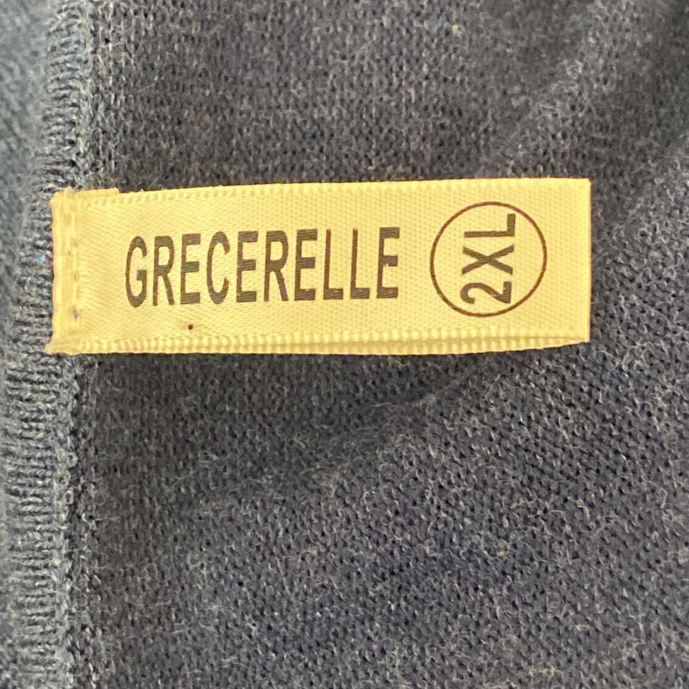Grecerelle Blue Heather Knit Long Sleeved V-Neck Sweater 2XL - Picture 8 of 10